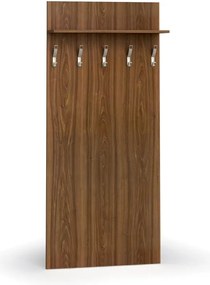 Garderoba z wieszakami PRIMO WOOD, 5 haczyków, półka, tekstura drewna pionowa, orzech
