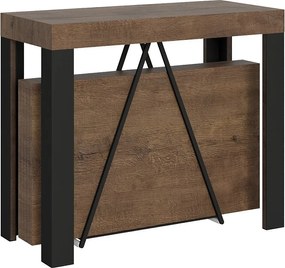 Konsola rozkładana 90x40/196 cm Tarax Small orzech rama w kolorze antracytu