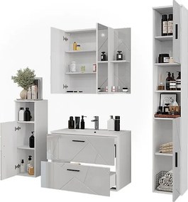 Zestaw mebli łazienkowych biały/biały wysoki połysk 80x44.6x57 irma