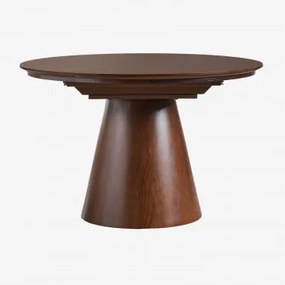 Stół Jadalny Okrągły 120-160x120 Cm Rozkładany Z Płyty Mdf I Forniru Dębowego Montana Ciemna Czerń - Sklum