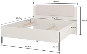 Łóżko JUKON 160x200 kaszmirowe z pojemnikiem i tapicerowanym zagłówkiem HELVETIA
