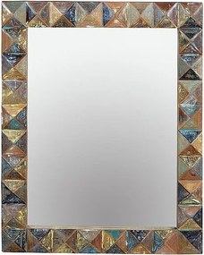 Lustro z drewna z recyklingu, tył z płyty MDF, 80 cm, styl nowoczesny, industrialny, 100x80x4