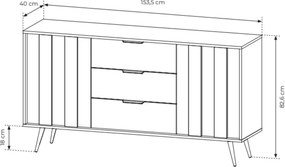 Komoda Dunin 153 cm 2D3S dąb Dunin elegancka nowoczesna komoda z szufladami