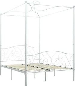 Łóżko metalowe z baldachimem w kolorze białym 180x200 cm F5-B63