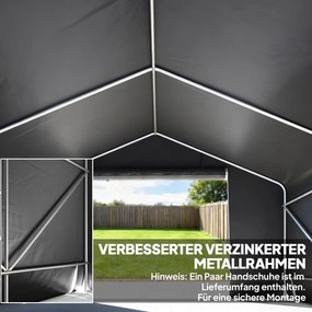 Outsunny Przenośny domek ogrodowy, namiot na rowery, rolowane drzwi na zamek błyskawiczny, metalowy stelaż, wszechstronne przechowywanie, ciemnoszary | Aosom PL