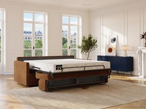 Kanapa 2-osobowa rozkładana typu express z tkaniny w kolorze terakoty - Powierzchnia spania 120 cm - Materac 18 cm CALIFE