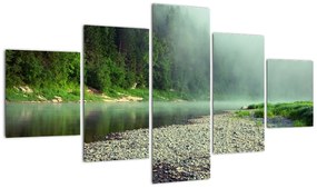 Obraz - rzeka przy lesie (125x70 cm)
