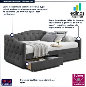 Jednoosobowe łóżko z szufladami popielate F3-P00