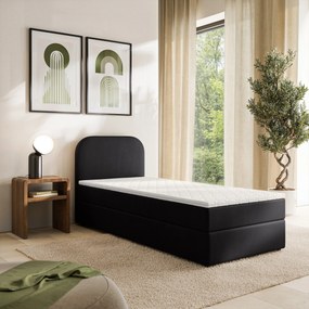 Masseno Łóżko kontynentalne CERIA z pojemnikiem na pościel 80x200 cm - Czarny, KRONOS 07