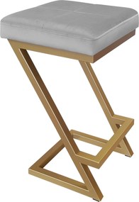 Hoker ZETA krzesło barowe tkanina Welur podstawa metalowa LOFT : Kolor Stelaża - Złoty, Kolor tkaniny - VELVET - MG17