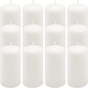 Zestaw świec słupkowych, 11,5 cm, Ø 6 cm, biały, 12 sztuk.