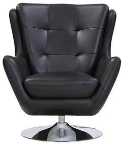Fotel obrotowy ze skóry ANABA - Czarny