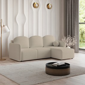 Masseno Narożnik SUVINO z funkcją spania i pojemnikiem na pościel Narozniki L, Rozkładana sofa - Beżowy, QUELLE 05