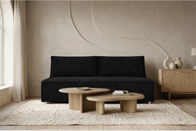 Sofa z funkcją spania i pojemnikiem DUO, tkanina sztruksowa Poso, Czarny