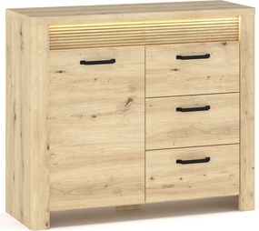 Komoda z 3 szufladami i podświetleniem LED dąb artisan C4-T26