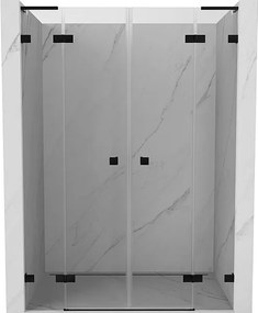 Mexen Lunar L Duo drzwi prysznicowe uchylne 160 cm, transparent, czarne - 834DL-160-000-70-00