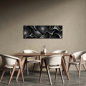 Obraz czarno - białych serc (z zegarem) (90x30 cm)