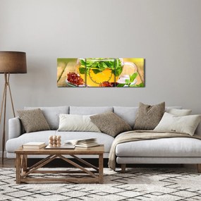 Obraz - Herbata (z zegarem) (90x30 cm)