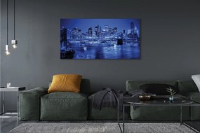 Obraz drukowany na płótnie Miejskie Pejzaże: Rzeka, Most, Wieżowce