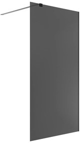 Ścianka prysznicowa WALK IN FIX grafitowa prostokątna 8 mm Molis Classic Grafit MASSI | rożne rozmiary : Kolor profili kabiny - czarny, Szerokość ścianki - 90 cm , Typ montażu - WALK in FIX (Do ściany)