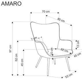 Fotel tapicerowany AMARO musztardowy HALMAR