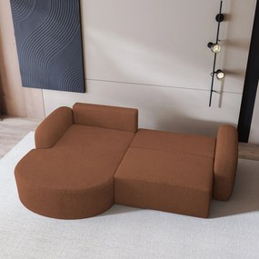 Masseno Narożnik AMILIA z funkcją spania i pojemnikiem na pościel Narozniki L, Rozkładana sofa - Miedziany, QUELLE 54