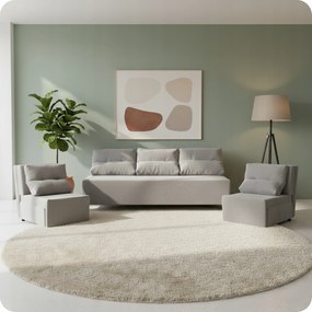 Zestaw KIMO funkcja spania sofa fotele Family Meble j. szary Hunter welur