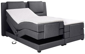 Łóżko kontynentalne: zagłowie + elektryczne stelaże relaksacyjne + materace + nakładki na materac CASTEL marki PALACIO - 2 x 80 x 200 cm - Tkanina antracyt