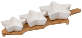 Zestaw miseczek w kształcie gwiazdy, na bambusowej podstawce, 42 cm