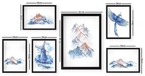 Obrazy zestaw 6 szt. Watercolor – Wallity