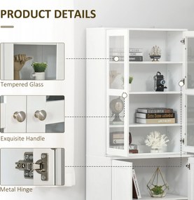 HOMCOM Regał na książki Regał ścienne Regał, 2 półki, 76 cm x 40 cm x 178,5 cm, Biały