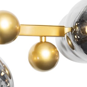 Lampa wisząca w stylu art deco złota z dymionym szkłem 8-świateł - David