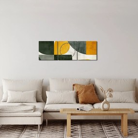 Obraz - Abstrakcja w oliwkowym kolorze (z zegarem) (90x30 cm)
