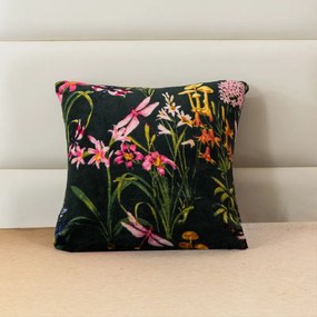 Mikropluszowa poszewka na poduszkę MYSTIC GARDEN 45x45 cm, ciemnozielona