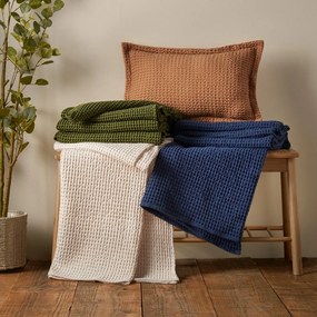 Zielony bawełniany koc 150x200 cm Jaipur Chunky Waffle – Pineapple Elephant