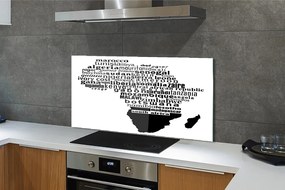 Panel szklany do Kuchni Czarno-Białe Typograficzne Napisy