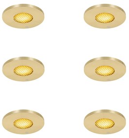 Zestaw 6 nowoczesnych, wpuszczanych reflektorów łazienkowych złote IP54 - Shed Honey