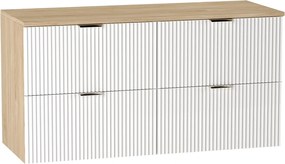 Szafka pod umywalkę WENA, ryflowane fronty, Willy, 120x60x47 cm, Biała/Orzech