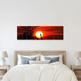 Obraz - Sylwetki zwierząt o zachodzie słońca (170x50 cm)