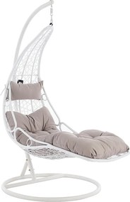 Fotel wiszący z plecionej żywicy - Biały z szarymi poduszkami - LUVA od MYLIA