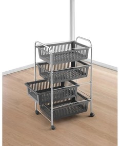 Ciemnoszary/srebrny regał na kółkach 46x78 cm – Metaltex