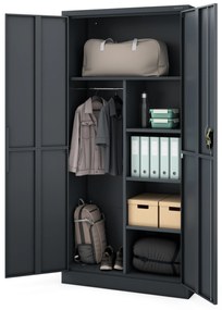 Szafa gospodarcza metalowa DAWID, 900 x 1850 x 400 mm, Smart: antracytowa