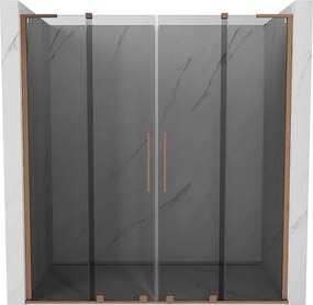 Mexen Velar L Duo drzwi prysznicowe rozsuwane 180 cm, grafit, miedź szczotkowana - 871-180-003-42-65