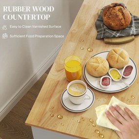 HOMCOM Wózek kuchenny, przenośna wyspa kuchenna, trolley kuchenny z przegrodami, szafką i blatem roboczym, Biały