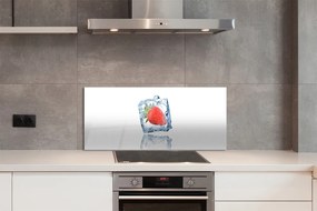 Szkło do Kuchni na Ścianę Kostka Lodu z Truskawką