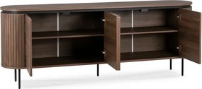 Komoda do Salonu BECK 200 cm Orzech Czterodrzwiowa Ryflowana Nowoczesna