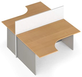 Zestaw parawanów biurowych ze stołem ergonomicznym PRIMO, magnetyczny 2 miejsca, buk