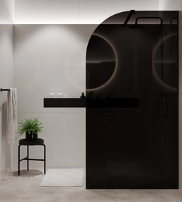 Ścianka prysznicowa WALK IN FIX czarna półokrągła 8 mm MOLIS Black Moon MASSI | różne rozmiary : Kolor profili kabiny - złoty, Szerokość ścianki - 100 cm, Typ montażu - WALK in FIX (Do ściany)