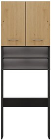 Szafka nad pralkę z półkami - antracyt + dąb artisan S3-R65