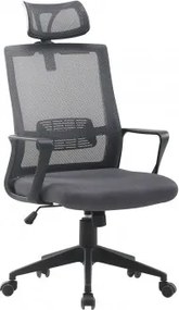 Krzesło Biurowe Na Kółkach Z Zagłówkiem Z Polipropylenu Teill Black Grafitowa Szarość - Sklum